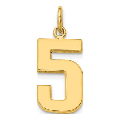 10K Yellow Gold Number 5 Charm