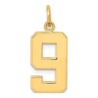 10K Yellow Gold Number 9 Charm