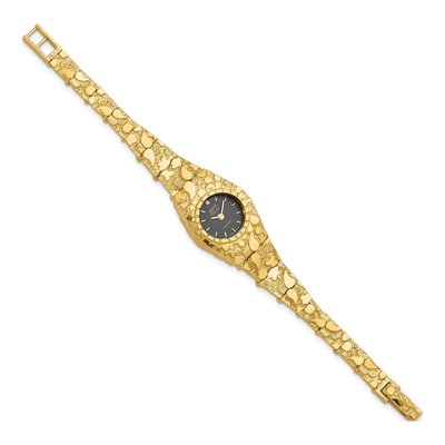 10K Yellow Gold Nugget Watch, 22mm Black Dial – view 2