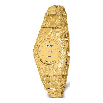 10K Yellow Gold Nugget Watch, 22mm Champagne Dial