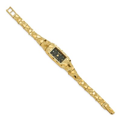 10K Gold Nugget Watch, Black Rectangular Dial – view 2