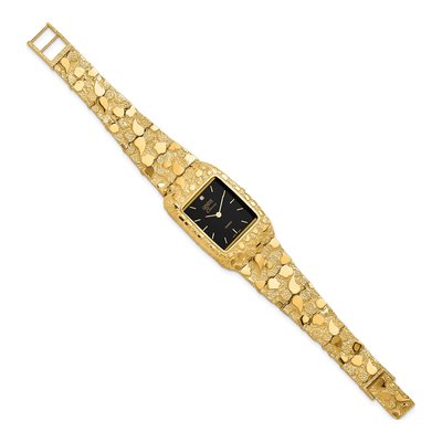 10K Gold Nugget Watch, Black Square Dial, 8 in – view 2