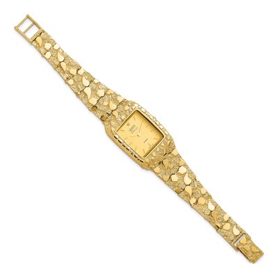 10K Gold Nugget Watch, Champagne Square Dial, 8 in – view 2