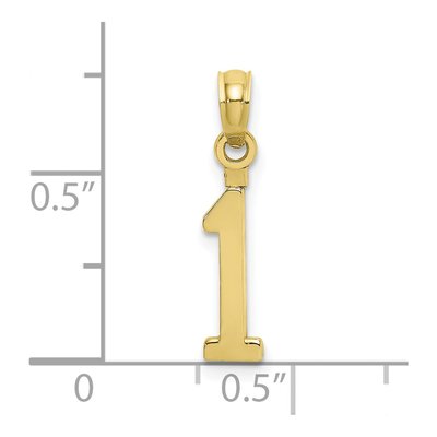 10K Yellow Gold Small Block Number 1 Charm – view 4