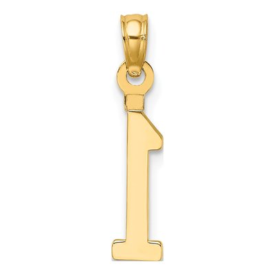 10K Yellow Gold Small Block Number 1 Charm – view 5
