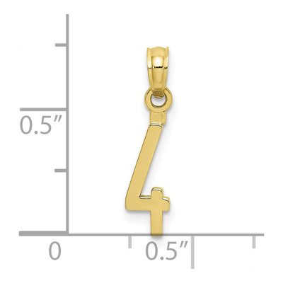10K Yellow Gold Small Block Number 4 Charm – view 4