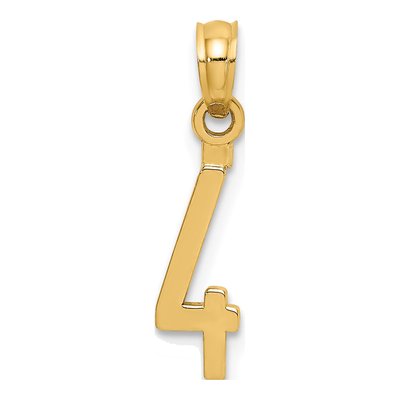 10K Yellow Gold Small Block Number 4 Charm