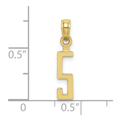10K Yellow Gold Small Block Number 5 Charm – view 4