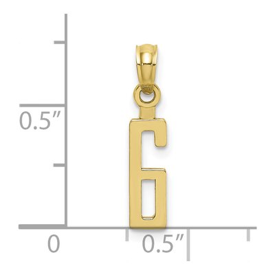10K Yellow Gold Small Block Number 6 Charm – view 4
