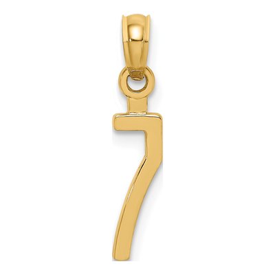 10K Yellow Gold Small Block Number 7 Charm