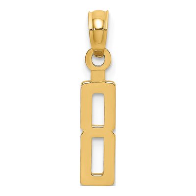 10K Yellow Gold Small Block Number 8 Charm