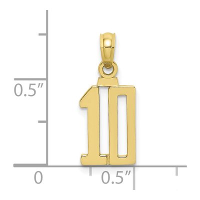 10K Yellow Gold Small Number 10 Pendant – view 4