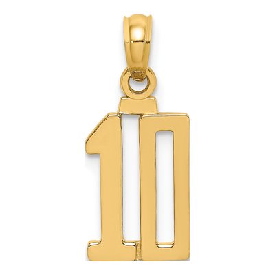 10K Yellow Gold Small Number 10 Pendant