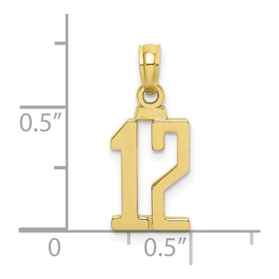 10K Yellow Gold Small Number 12 Pendant – view 3