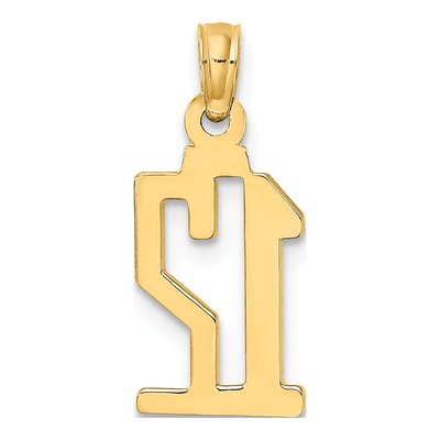 10K Yellow Gold Small Number 12 Pendant – view 4