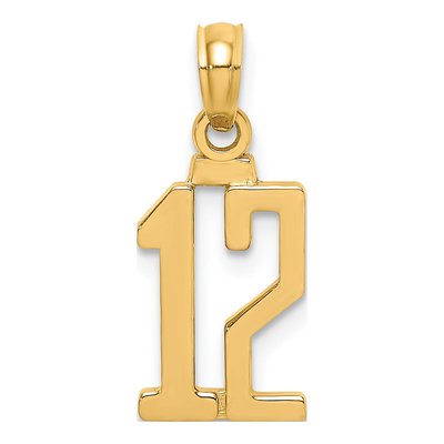 10K Yellow Gold Small Number 12 Pendant