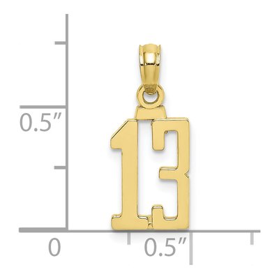 10K Yellow Gold Small Number 13 Pendant – view 4