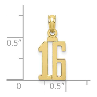 10K Yellow Gold Small Number 16 Pendant – view 4