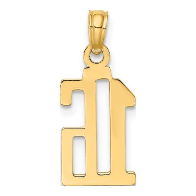 10K Yellow Gold Small Number 16 Pendant – view 5