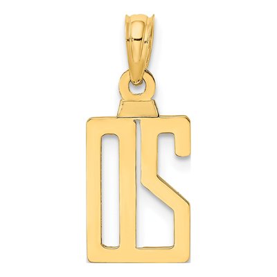 10K Yellow Gold Small Number 20 Pendant – view 5