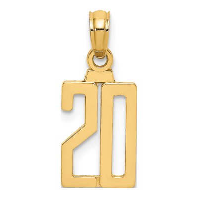 10K Yellow Gold Small Number 20 Pendant