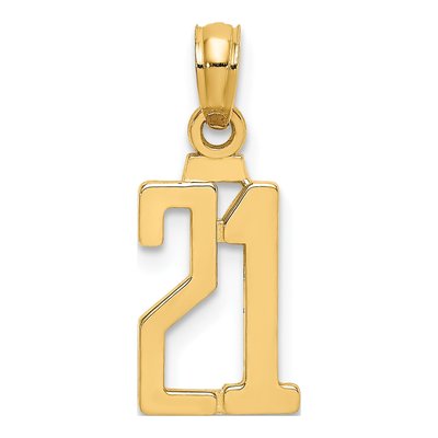 10K Yellow Gold Small Number 21 Pendant