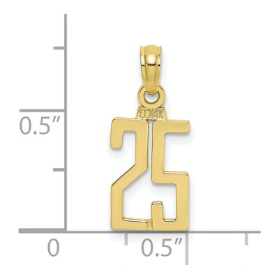 10K Yellow Gold Small Number 25 Pendant – view 5