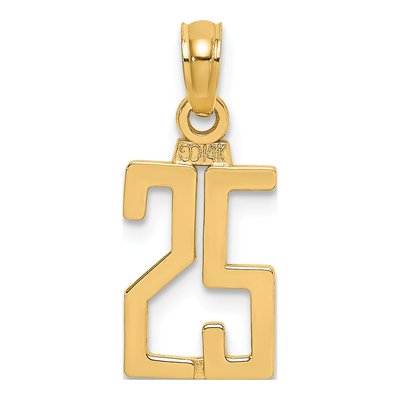 10K Yellow Gold Small Number 25 Pendant