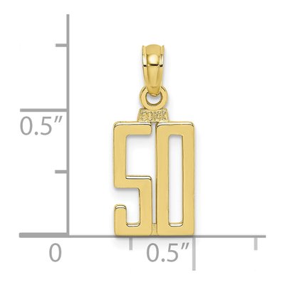 10K Yellow Gold Small Number 50 Pendant – view 4