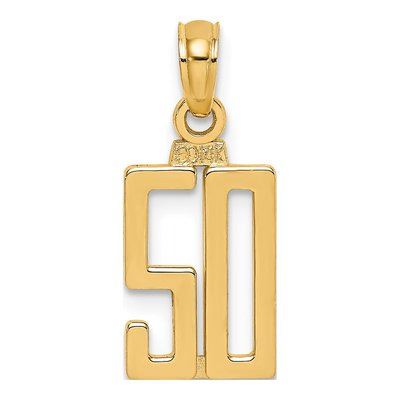 10K Yellow Gold Small Number 50 Pendant