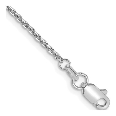 10K White Gold 1.45mm Diamond-Cut Cable Chain Anklet