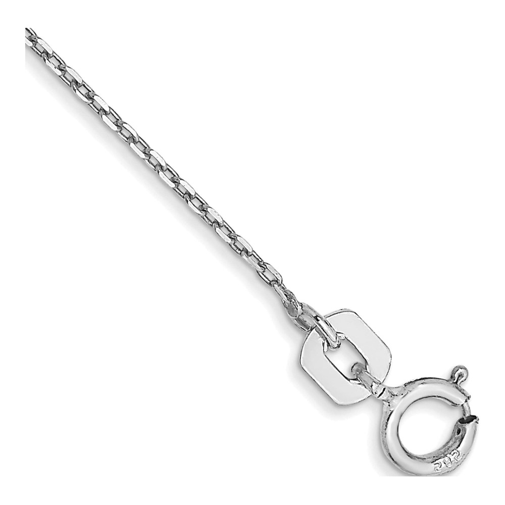10K White Gold 0.8mm Diamond-Cut Cable Chain Anklet