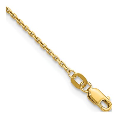 10K Yellow Gold 1.4mm Diamond-Cut Round Open Cable Chain Anklet