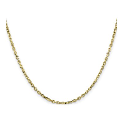 10K Yellow Gold 2.2mm Diamond-Cut Round Open Cable Chain – view 2