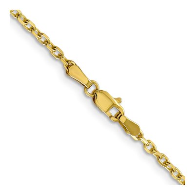10K Yellow Gold 2.2mm Diamond-Cut Round Open Cable Chain – view 3