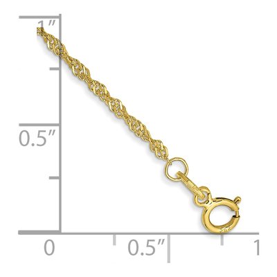 10K Yellow Gold 1.4mm Singapore Chain Bracelet – view 2