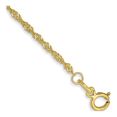 10K Yellow Gold 1.4mm Singapore Chain Bracelet