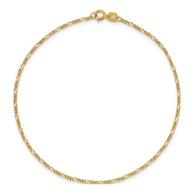 10K Yellow Gold 1.25mm Flat Figaro Chain Bracelet – view 3