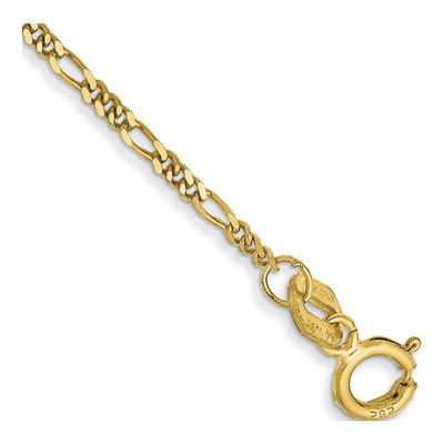 10K Yellow Gold 1.25mm Flat Figaro Chain Bracelet