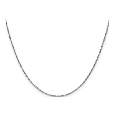 10K White Gold 1mm Round Open Cable Chain – view 2