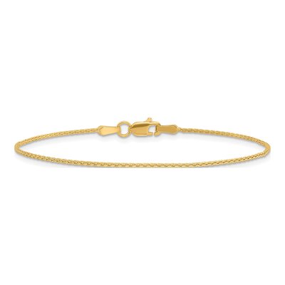 10K Yellow Gold 1.2mm Parisian Wheat Chain Bracelet – view 3