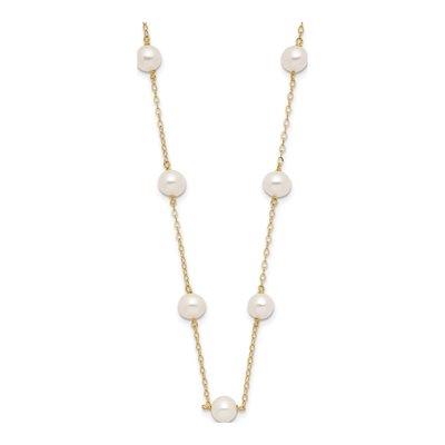 10K Yellow Gold Freshwater Cultured Pearl Near-Round 12-Station Necklace – view 2