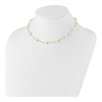 10K Yellow Gold Freshwater Cultured Pearl Near-Round 12-Station Necklace – view 3