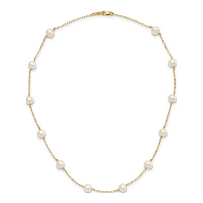 10K Yellow Gold Freshwater Cultured Pearl Near-Round 12-Station Necklace – view 4