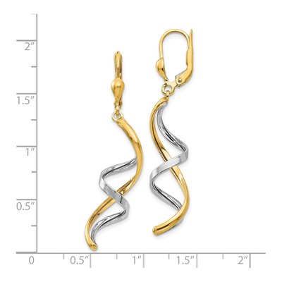 10K Two-Tone Gold Spiral Leverback Earrings – view 5