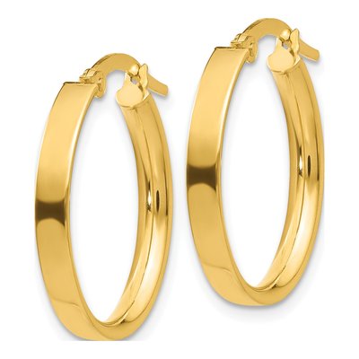 10K Yellow Gold Oval Hoop Earrings – view 3
