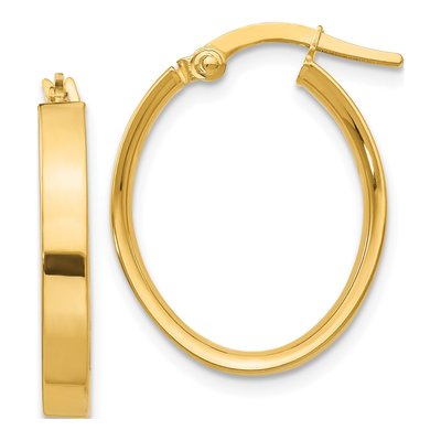 10K Yellow Gold Oval Hoop Earrings