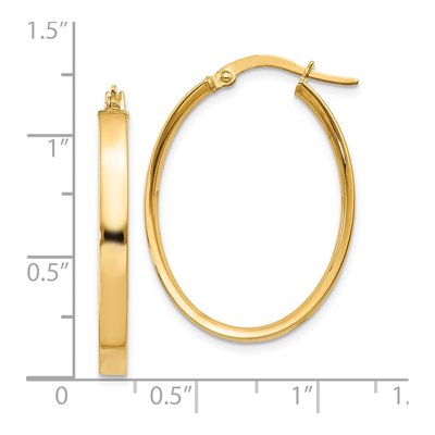 10K Yellow Gold Oval Hoop Earrings – view 5