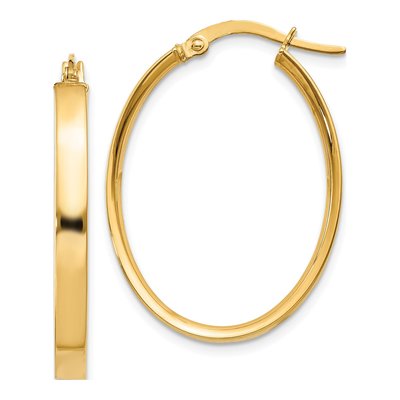 10K Yellow Gold Oval Hoop Earrings