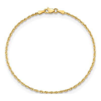 10K Yellow Gold 1.85mm Diamond-Cut Quadruple Rope Chain Bracelet – view 3